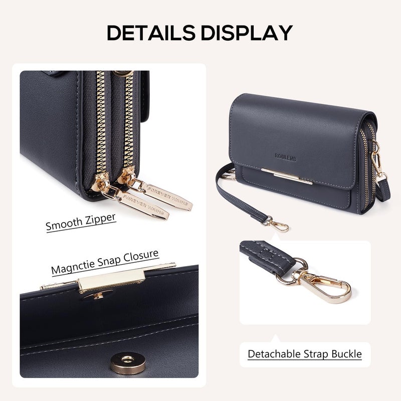 Roulens Small Crossbody Bag for Women,Cell Phone Purse Women's Shoulder Handbags Wallet Purse with Credit Card Slots - Image 5